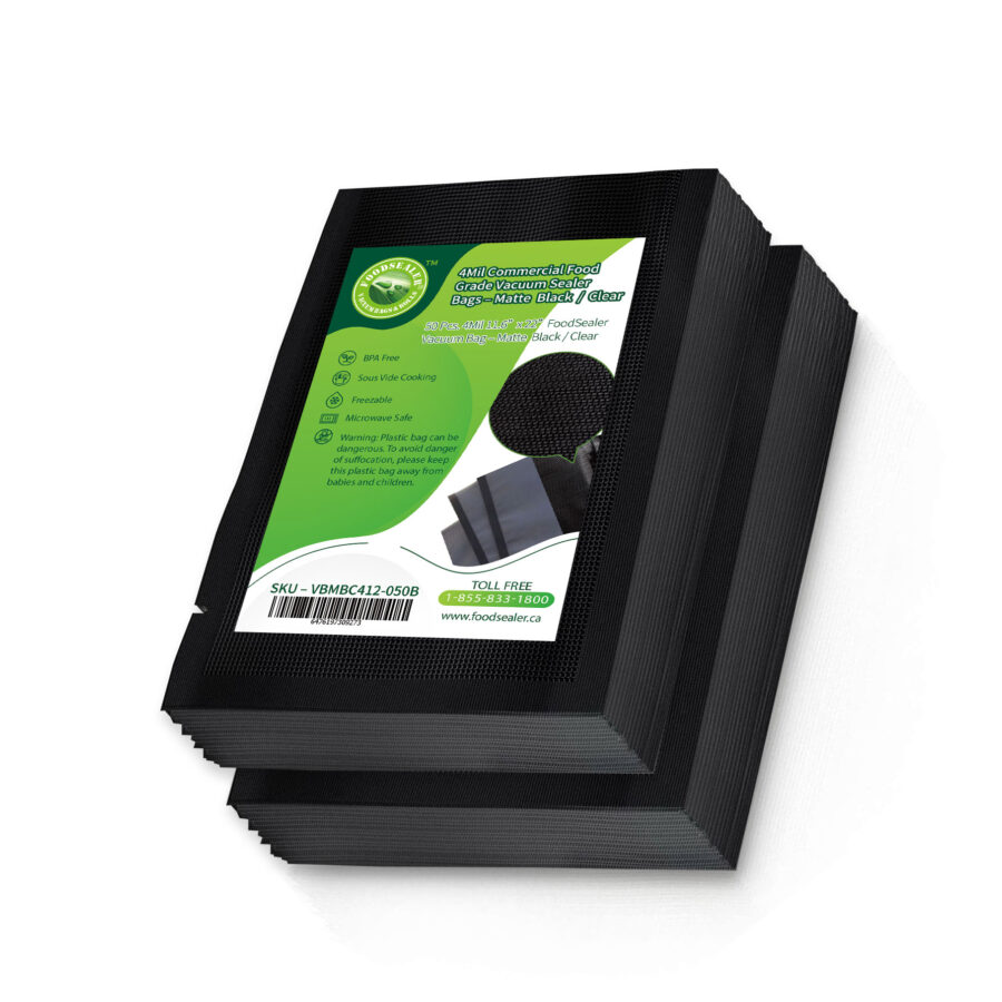 50 Pcs. 11.5″ x 14″ Food Sealer 4 Mil Black / Clear Vacuum Sealer Bags for Food Saver and Weston Vacuum Sealer