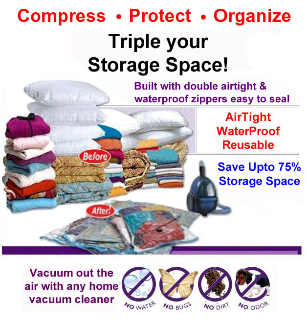 60 Pcs MixSize 30-M 30-XL Vacuum Space Bag Saving Storage Space Bags